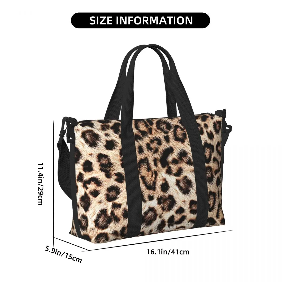 Custom Leopard Print Beach Tote Bag Women Extra Large Gym Carry On Animal Skin Travel Shopping Bags