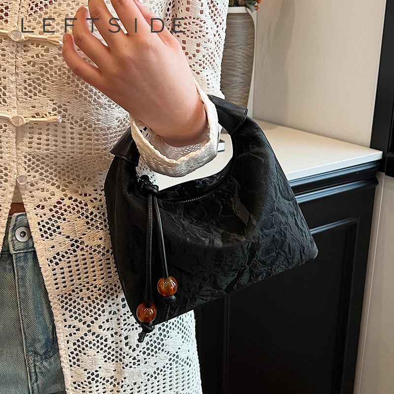 

LEFTSIDE Women Small PU Leather Design Underarm Shoulder Bag 2025 New Simple Trendy Crossbody Bag Female Handbags and Purses