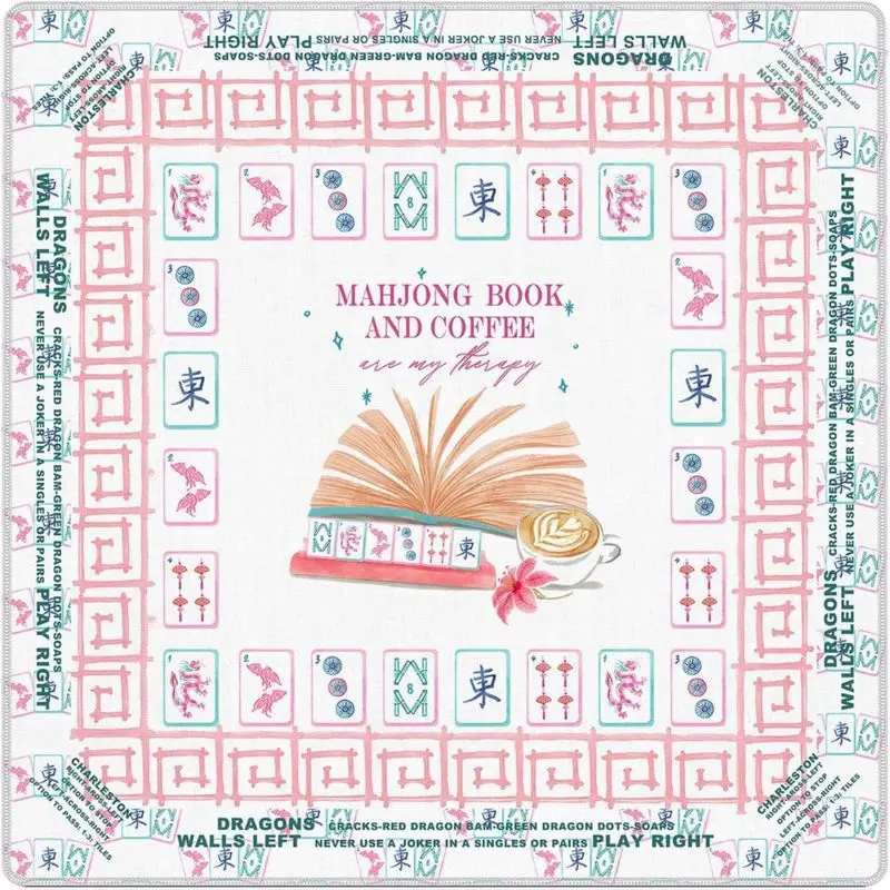 VIKAMA Watercolor Tropical Palm Monkey American Mahjong Mat Silent Non Slip Foldable Square Game Pad Pastel Summer Desktop Decor