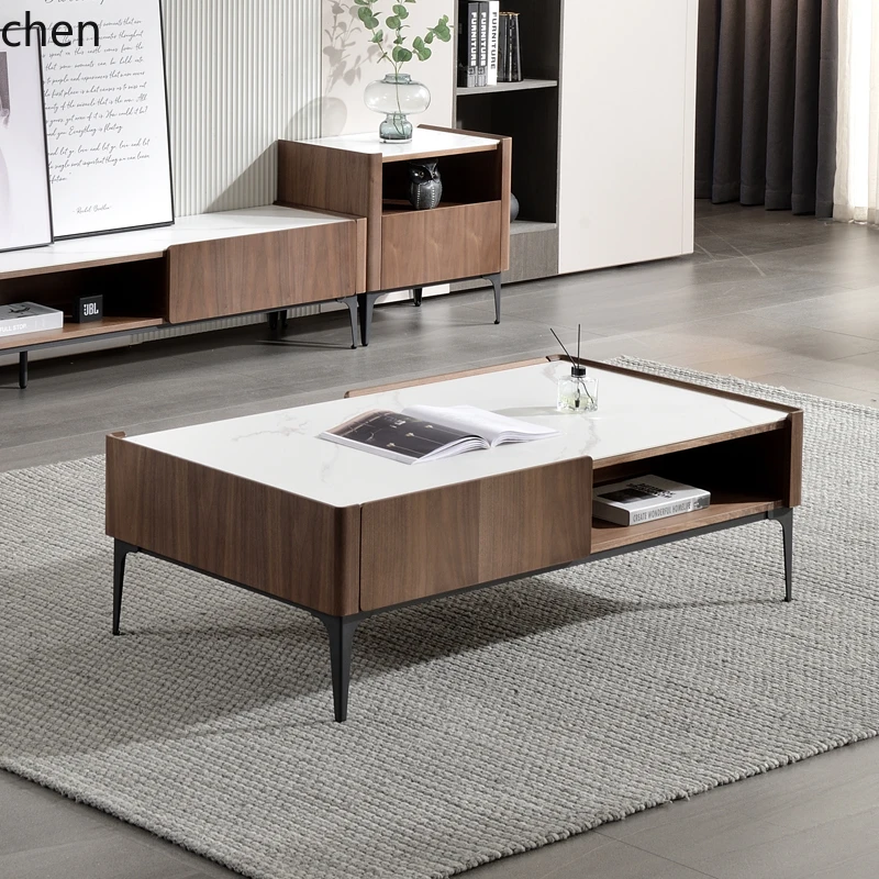 HT Rock Slab Coffee Table for Small and Large Living Rooms, Square Tea Table Ready to ship and purchase with peace of mind