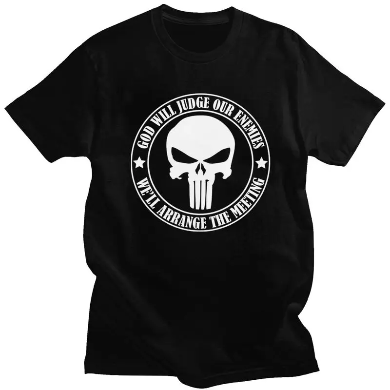 Custom Classic Skull Punisher Skeleton T Shirt Men Short Sleeve 100% Cotton T-shirt Leisure Tees Graphic Tshirt