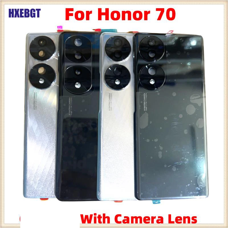 New Rear Battery Cover Housing Door For Honor 70 Back Cover Chassis Camera Lens + Adhesive Smartphone Repair Parts