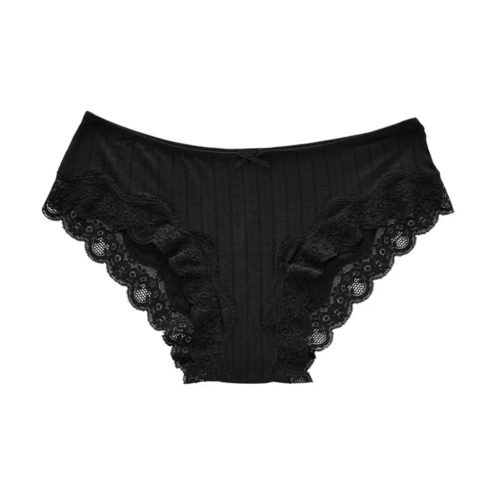 

New Lace Splicing Low Waist Briefs Comfortable For Daily Activities Breathable Fabric Casual Style For Daily Use