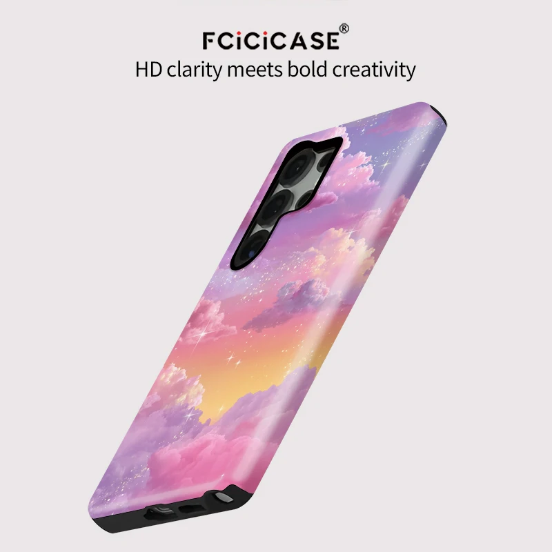Fcicicase pour Samsung S20 FE S23 Plus étui à motif nuage housse antichoc de luxe pour Samsung Galaxy S25 Ultra S24 + PC Capa