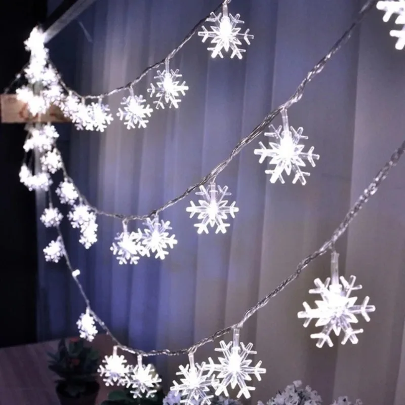 LED Snowflake String Light 2023 Christmas Outdoor Waterproof Fairy Light  For Garden Garland Home New Year Xams Decoration