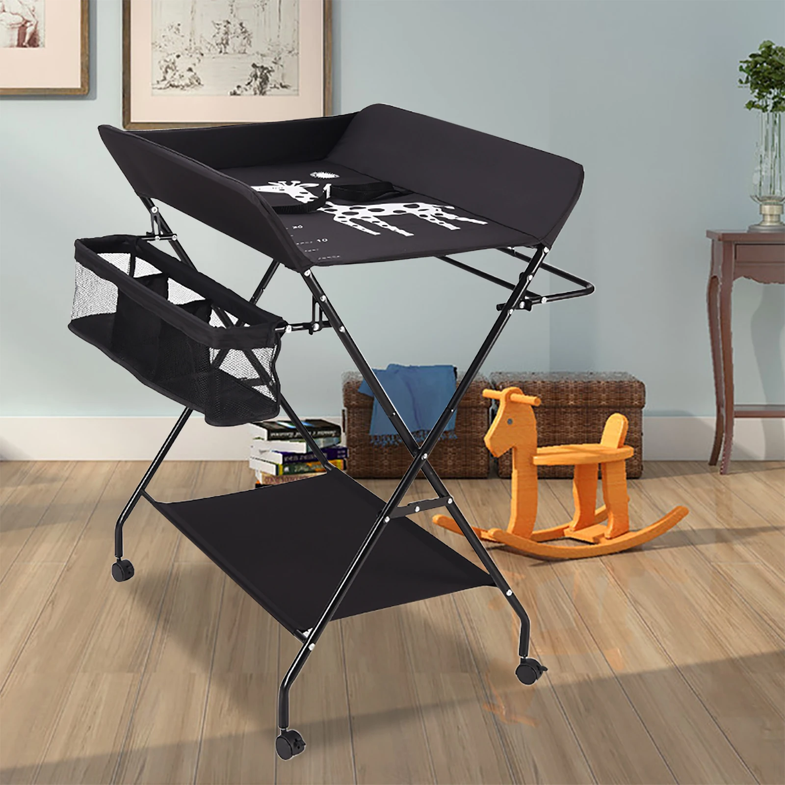 Wickelt isch Klapp höhe verstellbar mobil wechselnde Brust Kinder Massage Windel station mit Rädern schwarz