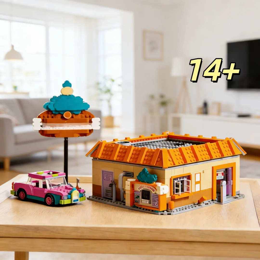 

2026 Street View Building Blocks Burger Restaurant Assembly Model Children Adult DIY Toys Home Decoration Ornaments