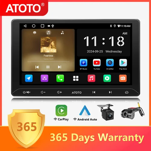 Imagen 1 del producto ATOTO 10 pulgadas Android Radio de coche pantalla inalámbrica Apple Carplay Android Auto Bluetooth receptor estéreo sistema inteligente 2Din A5L