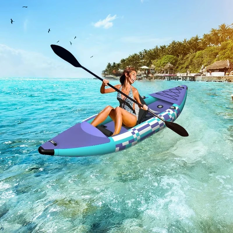 الجملة بولي كلوريد الفينيل القماش المشمع قطرة غرزة كاياك نفخ مياه المحيط زورق جامد وقوارب الكاياك في الهواء الطلق الانجراف قارب التجديف #6