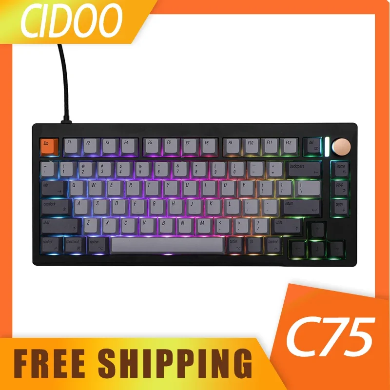 Cidoo C75 Keyboard Magnetic Axis 75% Aluminium Alloy Keyboard Rgb Customize Wired Keyboard For Win/Mac Office Desktop Gifts