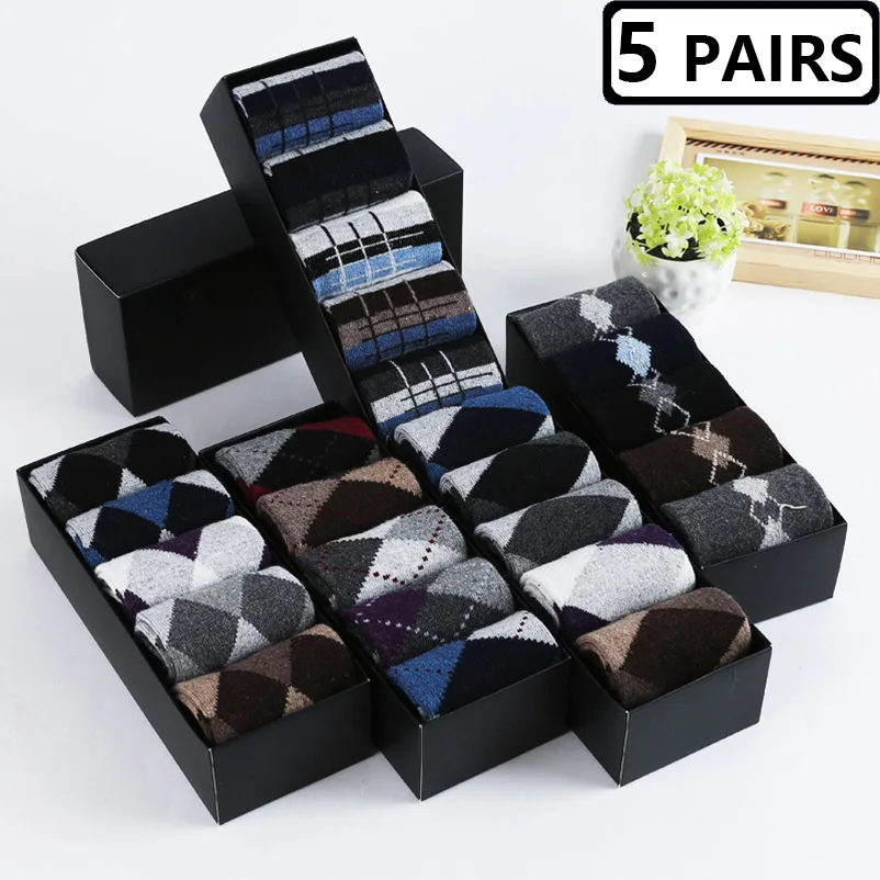 10 Pcs=5 Pairs High Quality Wool Socks Men's Elite Casual Business Socks Wear Not Smelly Natural Antibacterial Cotton Mens Socks