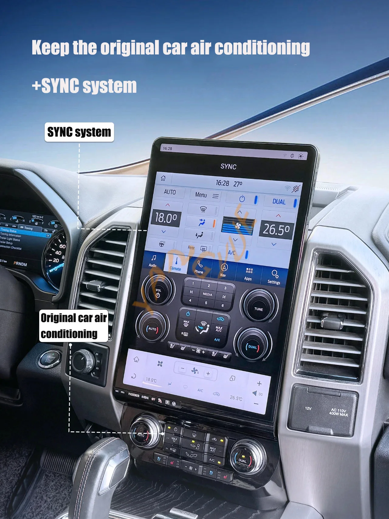 16.8 بوصة أندرويد 13 8 + 128 جيجابايت لفورد F150 F250 2015-2021 سيارة CarPlay نظام تحديد المواقع الوسائط المتعددة الملاحة لاعب راديو ستيريو الشريط Headunit