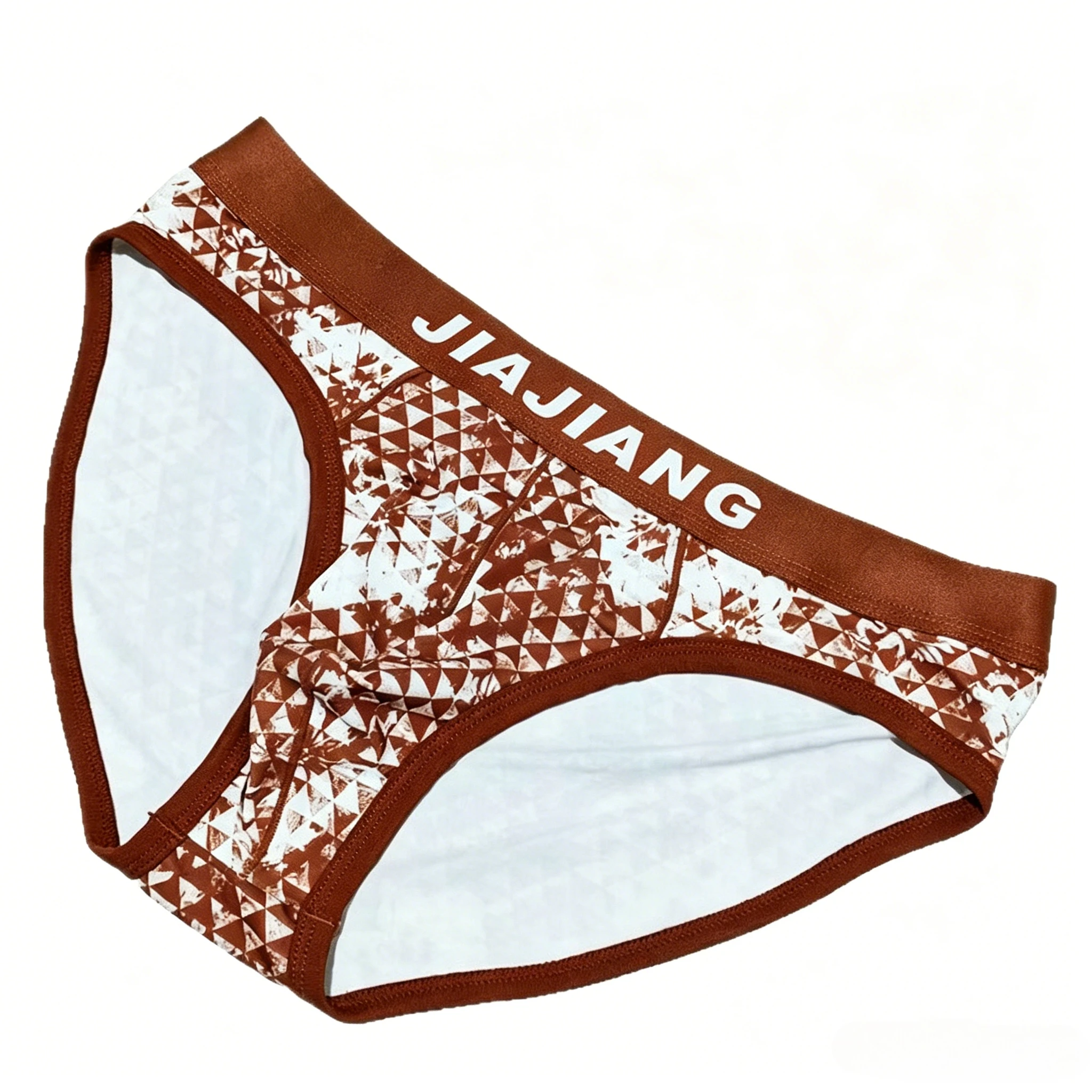 Men's Geometric Print Ice Silk Briefs, Smooth Skinny Underwear Checkered Ice Silk Panties, Comfortable Form-Fitting Underwear