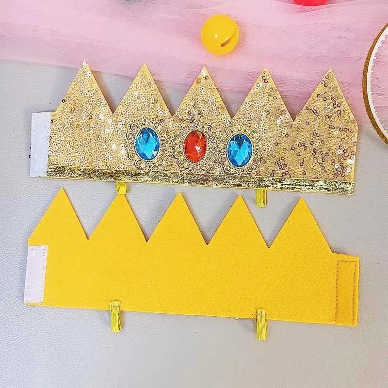 Super Mario Princess Peach Crown Toys Girls Stage Cosplay Dress Up Props Royal Headdress Peach Mario Anime Peripheral Toys Gift