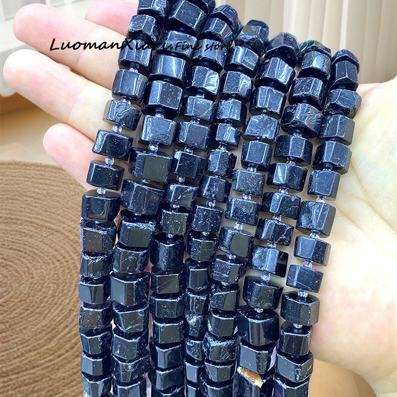 9-11mm Raw Ore Roughly Processed Black Tourmaline Natural Stone Spacer Beads for Jewelry Making Diy Bracelet Charms Accessories