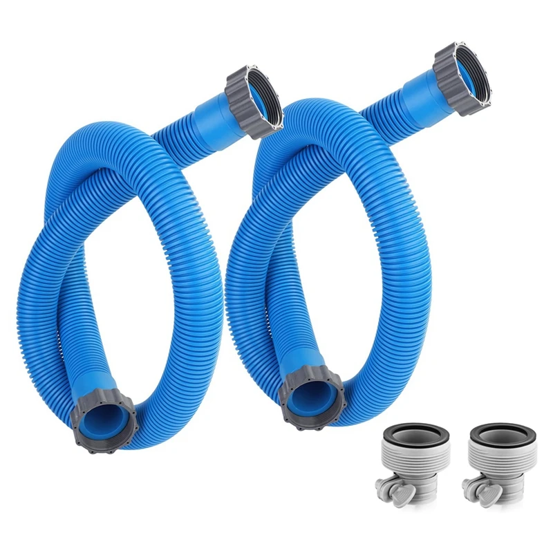 

Set Of 2 Pool Hoses, 1.5 Inches Wide And 59 Inches Long, Comes With 2 Hose Adapters, For Above Ground Pools