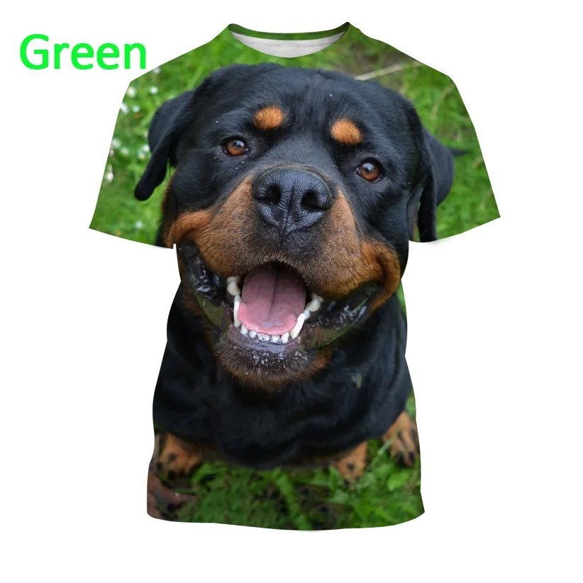 Summer 3D Printing Cute Pet Dog Rottweiler T-shirt Casual Funny Personality Street Top Fashion Unisex Short-sleeved Shirt