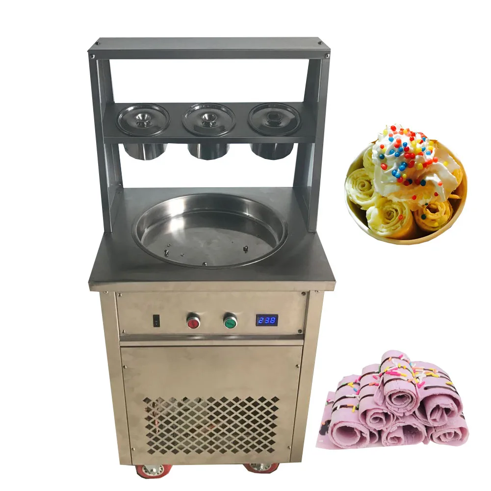 Eisrollen-Frittiermaschine, kommerzielle Einzelbehälter-Joghurt-Frittiermaschine, Swirl-Eismaschine