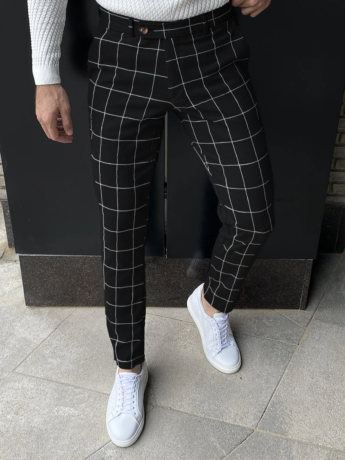 

Plaid Fashion Slim Men's Pants Four Seasons Comfortable Breathable Small Leg Pants New Hot Daily Casual Business Outing Trousers