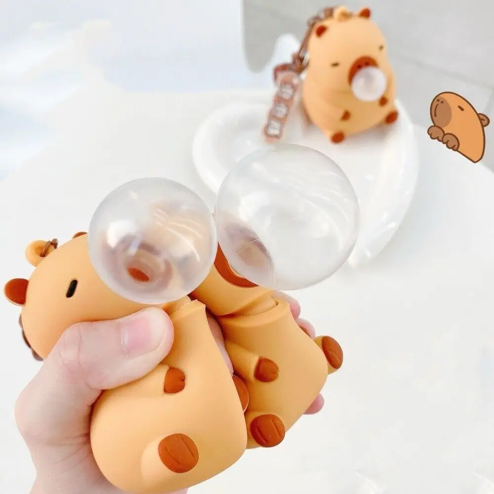 Squeeze Bubble Capybara Pendant Keyring Capybara Spitting Toys Bag Charm Car Keychain Gift