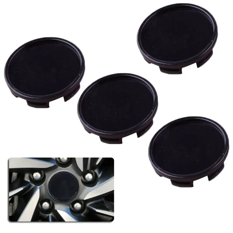 Car Wheel Center Hub Hat Decorative Cover (Set Of 4) Black 58mm Top Diameter 53mm Clips Diameter ABS Construction