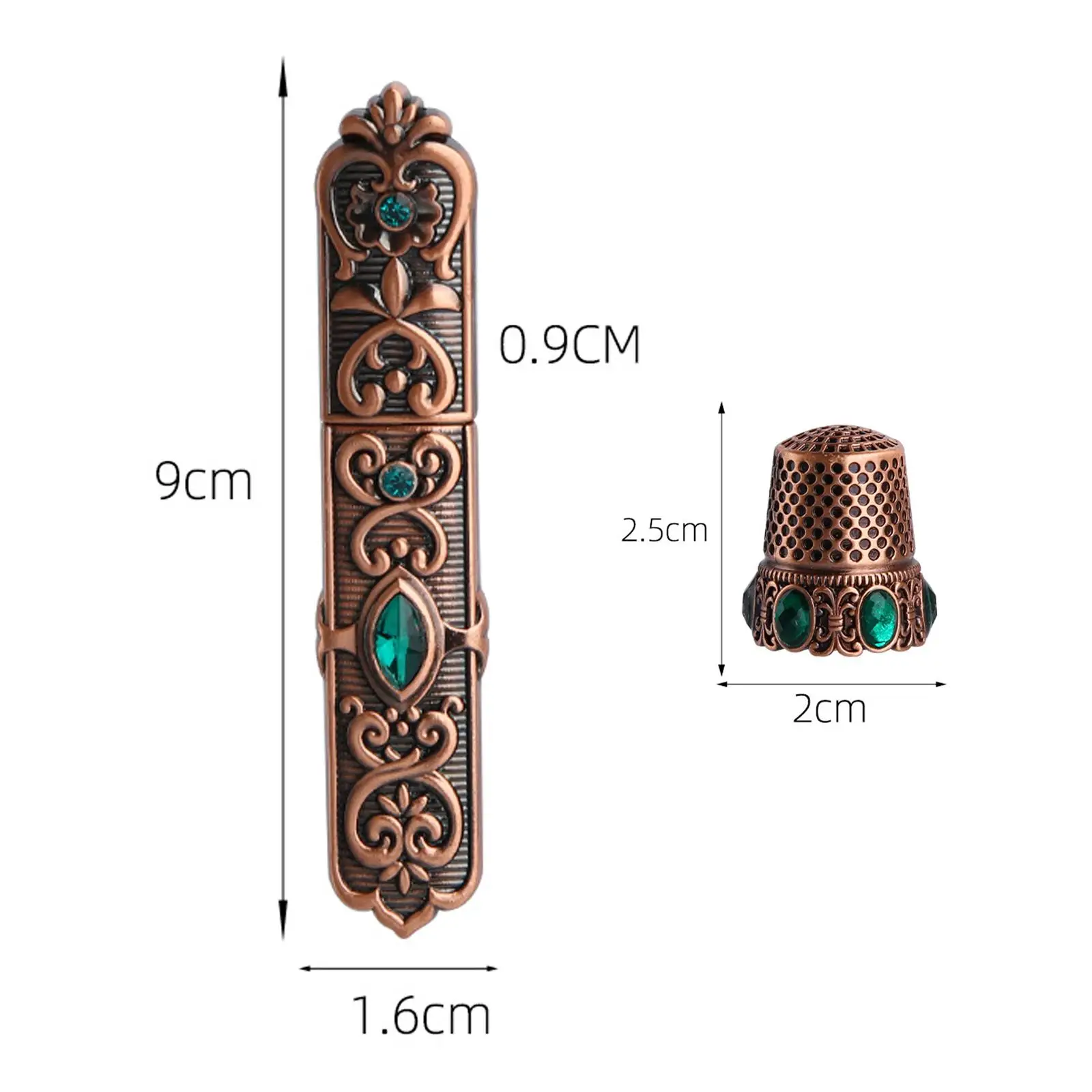 Étui à aiguilles à coudre, couture victorienne avec dé à coudre, point de croix en métal