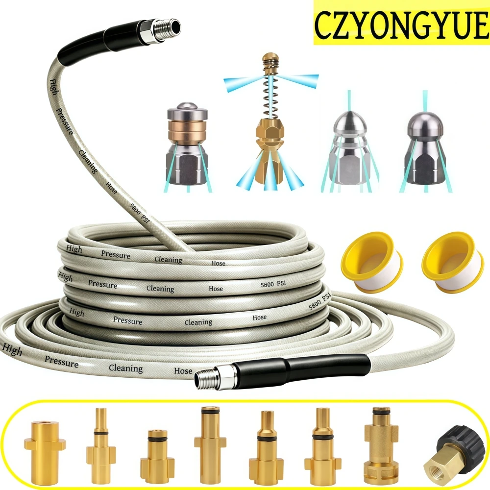 2~50m High Pressure Washer Hose 5800PSI Sewer Drain Water Cleaning Hose Sewage Cleaning Nozzle For Karcher Nilfisk Bosch Lavor