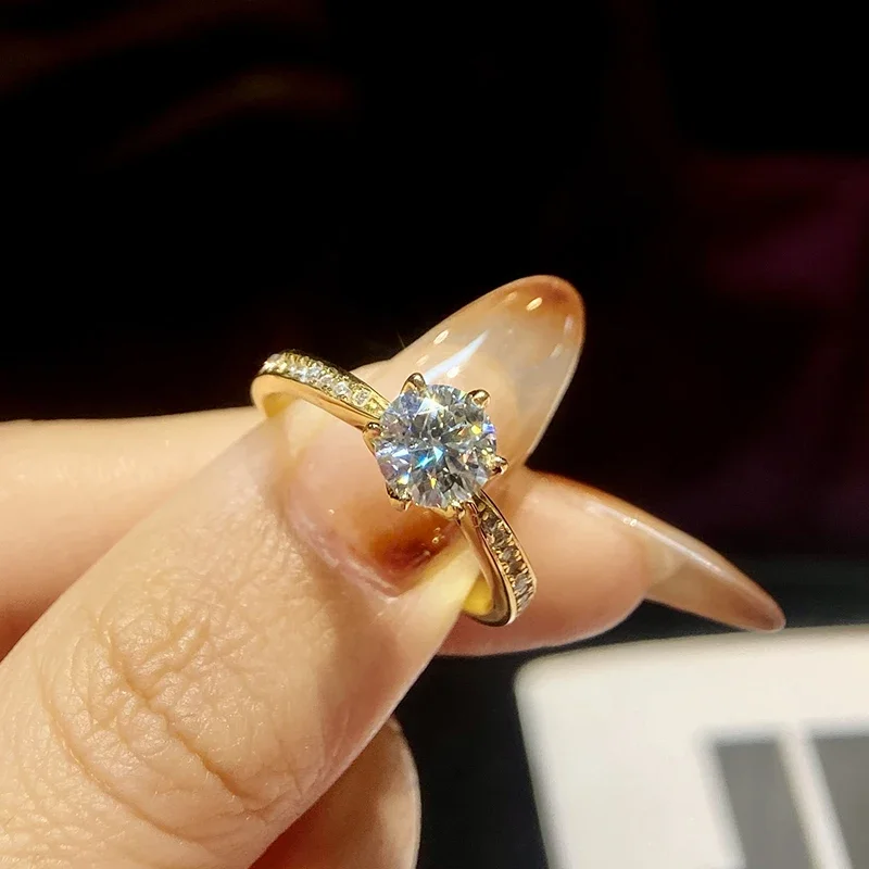 

DWJ Real 1CT Moissanite Diamond Rings for Women Wedding Engagement 925 Sterling Silver Original Luxury Gemstone Fine Jewelry