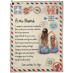 Mantas A mi Mamá-Fleece Blanket Letter To My Mom Express Love Spanish Version Thin Sofa Blanket Decor Mother's Day Gift