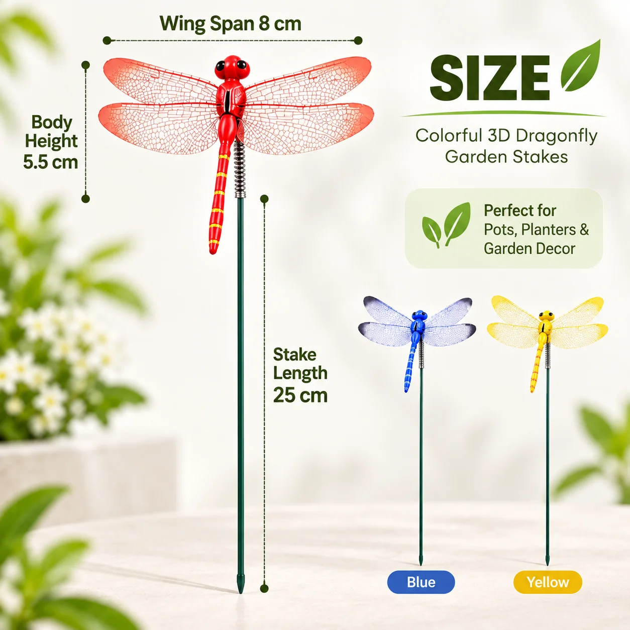 5/10/25/50pcs Colorful 3D Dragonfly Garden Decoration DragonFly Garden Stakes Dragonflies Garden Ornaments for Outdoor Pots Deco