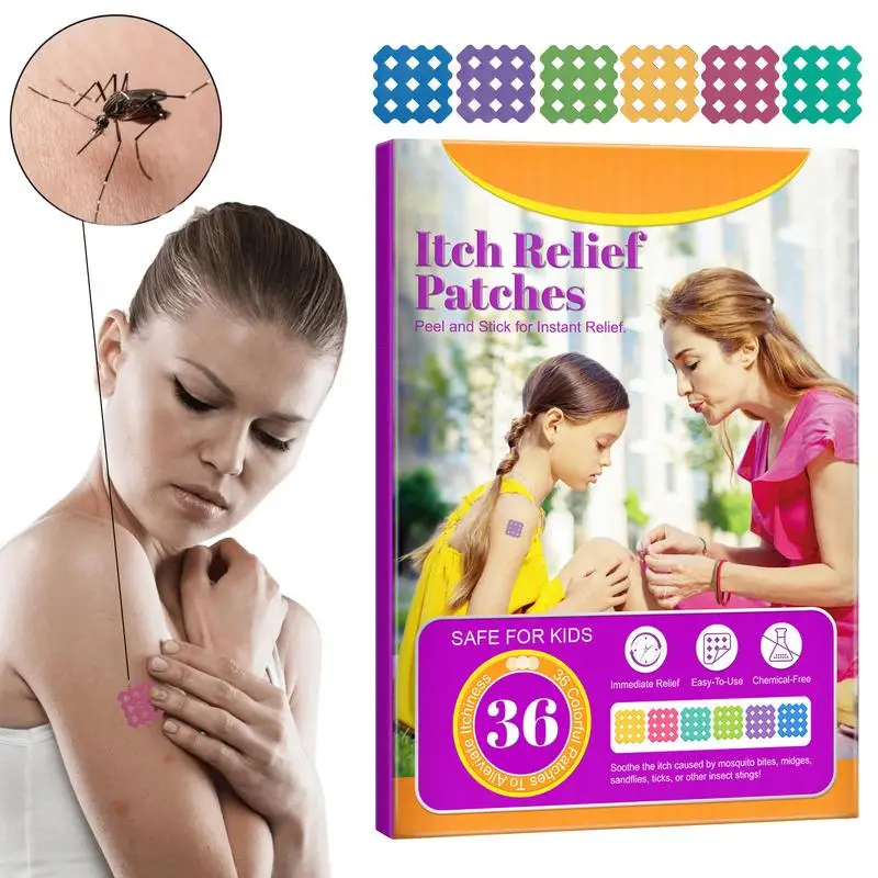 

Itch-Relief Patch Bite Relief Stickers 36 Count Instant Relief Natural & Colorful Stickers Safe For Kids And Adult Reduce