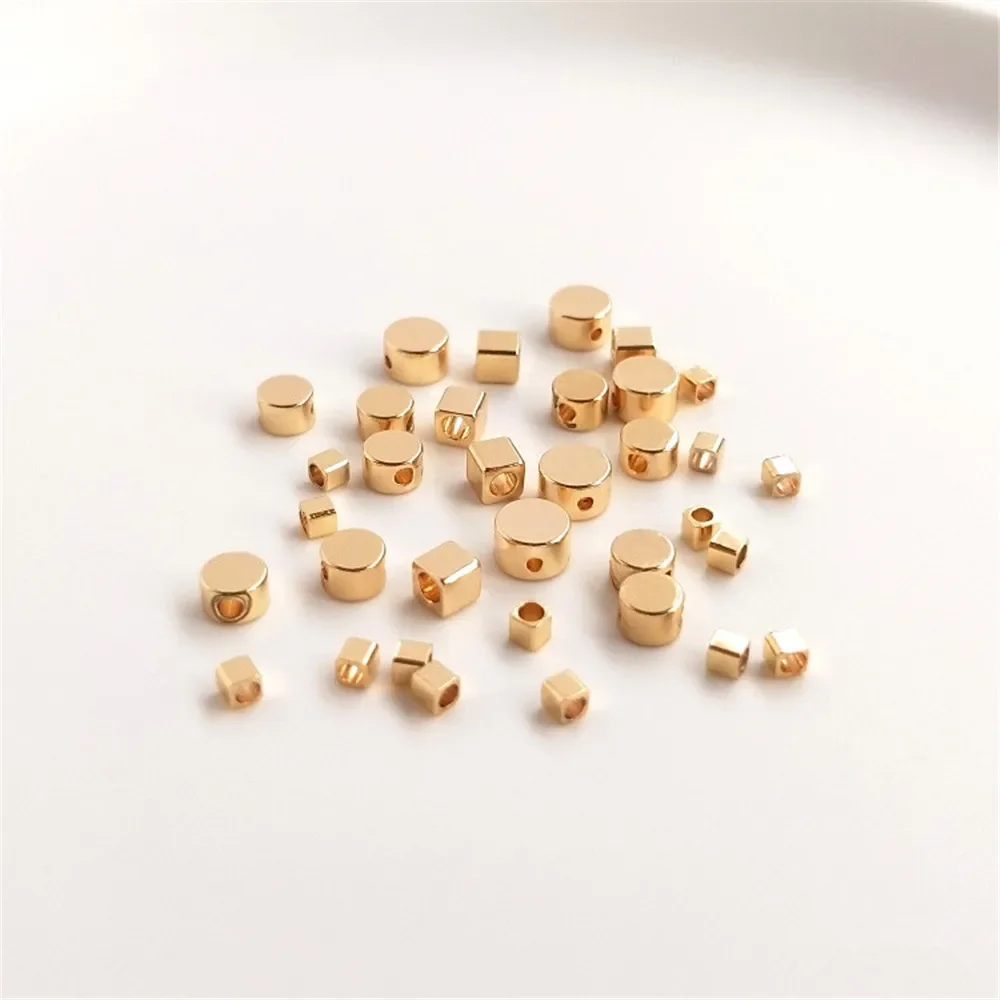 14K plated gold Geometric cylindrical square hexagon type bead scattered bead DIY handmade jewelry bracelet accessories