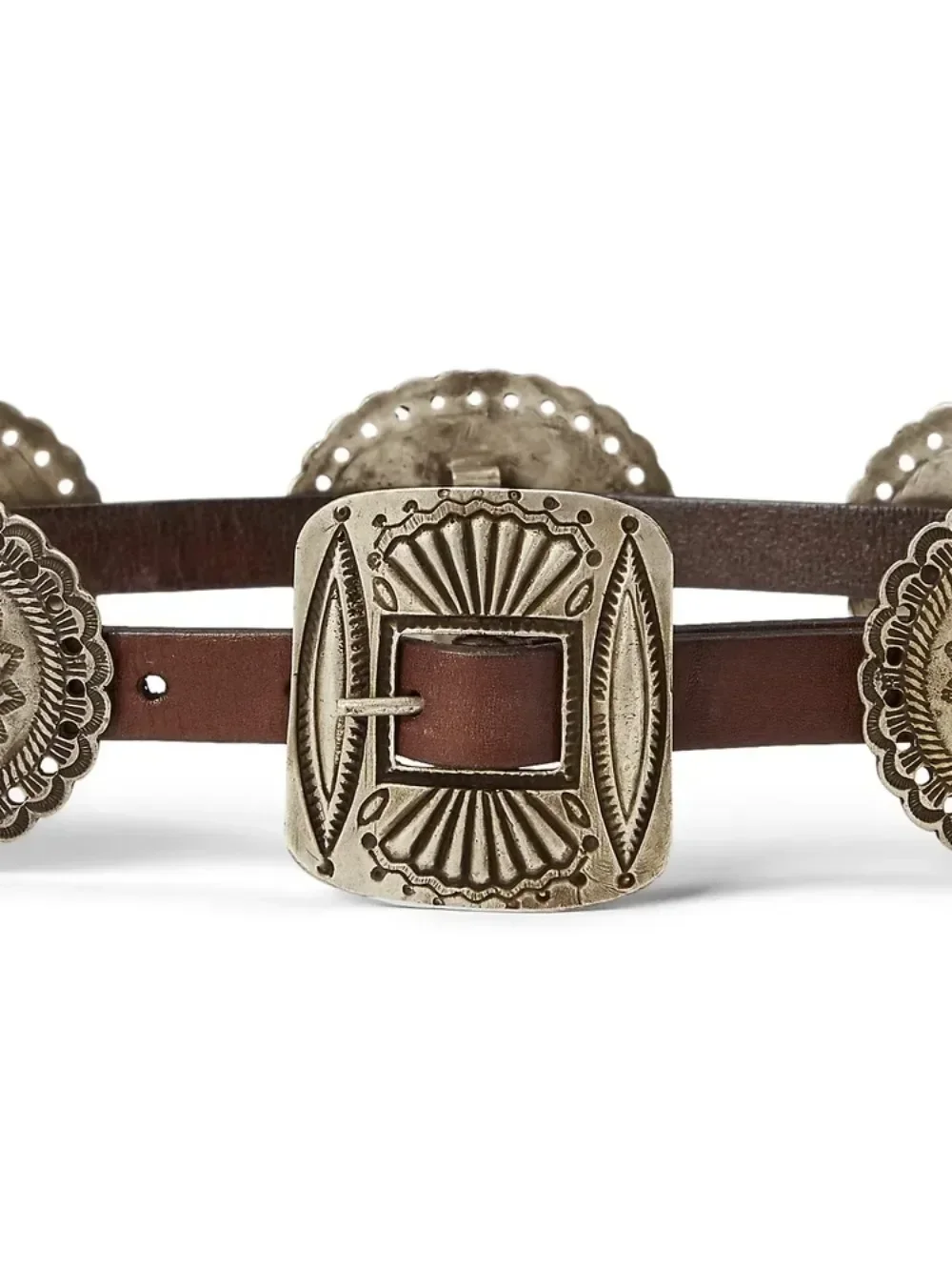 حزام رالف النسائي لورين الكلاسيكي المعدني المزخرف مع تنورة وسترة ومعطف وحزام وحزام خصر عريض وإكسسوار