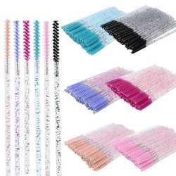 50pcs Disposable Skinny Mascara Wands Mini Crystal Eyelash Brushes Micro Brush Lash Extension Supplies Mini Lash Brush