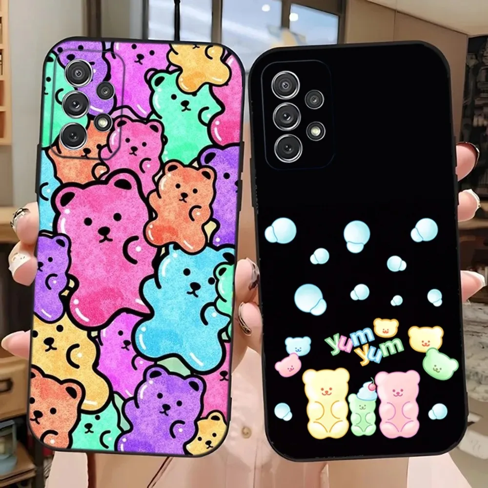 Cute G-Gummy Bear Phone Case For Samsung Galaxy A13,A21s,A22,A31,A32,A52,A53,A71,A80,A91 Soft Black Phone Cover