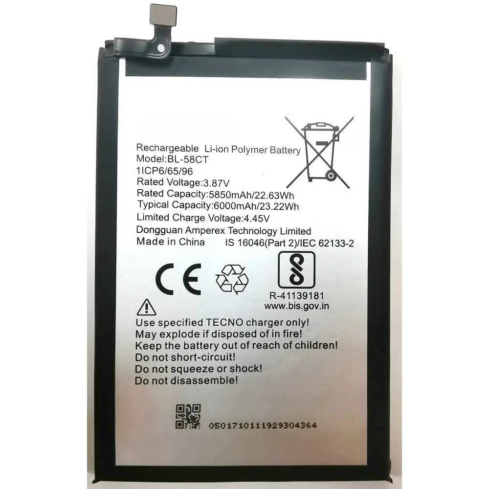 

Original New BL-58CT 6000mAh Replacement Battery For TECNO KF6 Spark7 KE6J Spark7T KF6P KF6J Mobile Phone