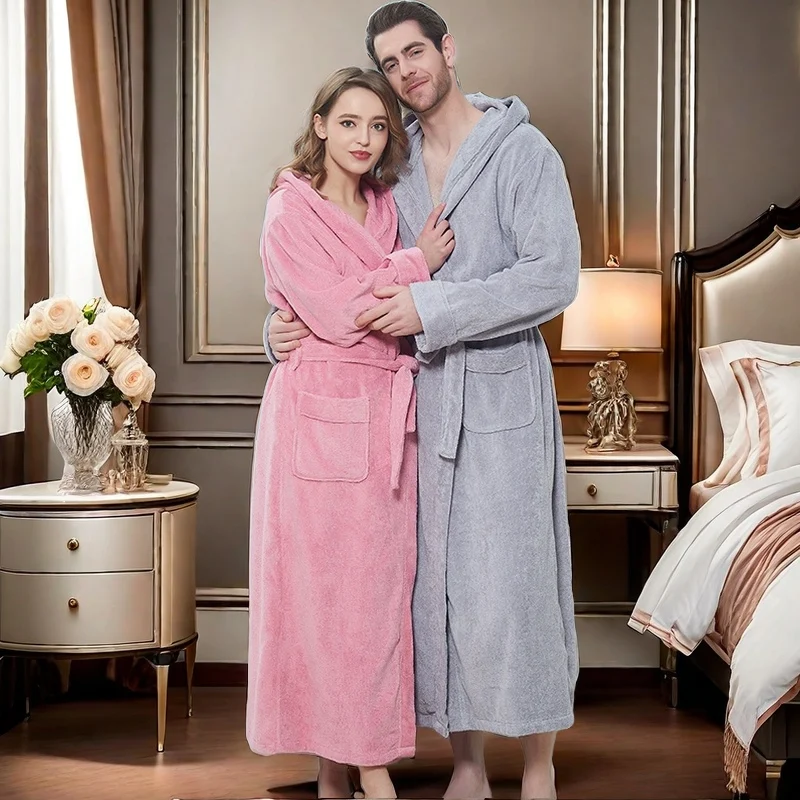 Velvet Bathrobe for Men, Velvet Towel Material, Thickening Increase,  Men's Winter Pyjamas, Beauty Salon Nightgown, 100% Cotton