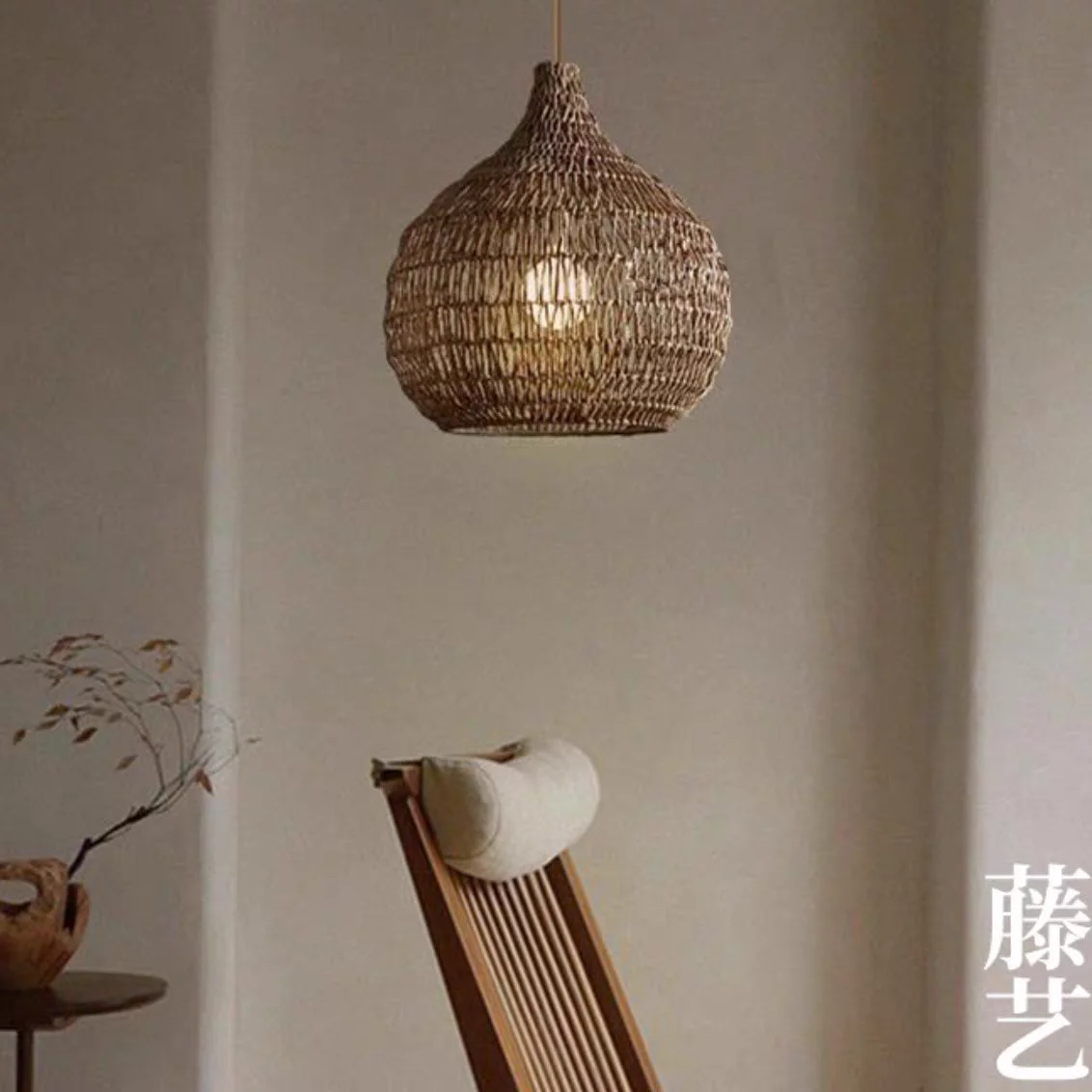 

Handmade rattan pendant light, suitable for restaurants, guest rooms, homestays, and courtyard atmosphere pendant lights YX123TB