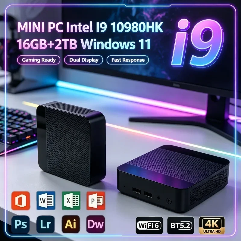 ミニpc、core-i9-10980hkプロセッサー搭載、windows-11システム、16gb-ram、2tb-ssd、4k-hd出力、wi-fi-6、bluetooth-52、家庭での日常業務に最適なコンパクトなコンピューター。