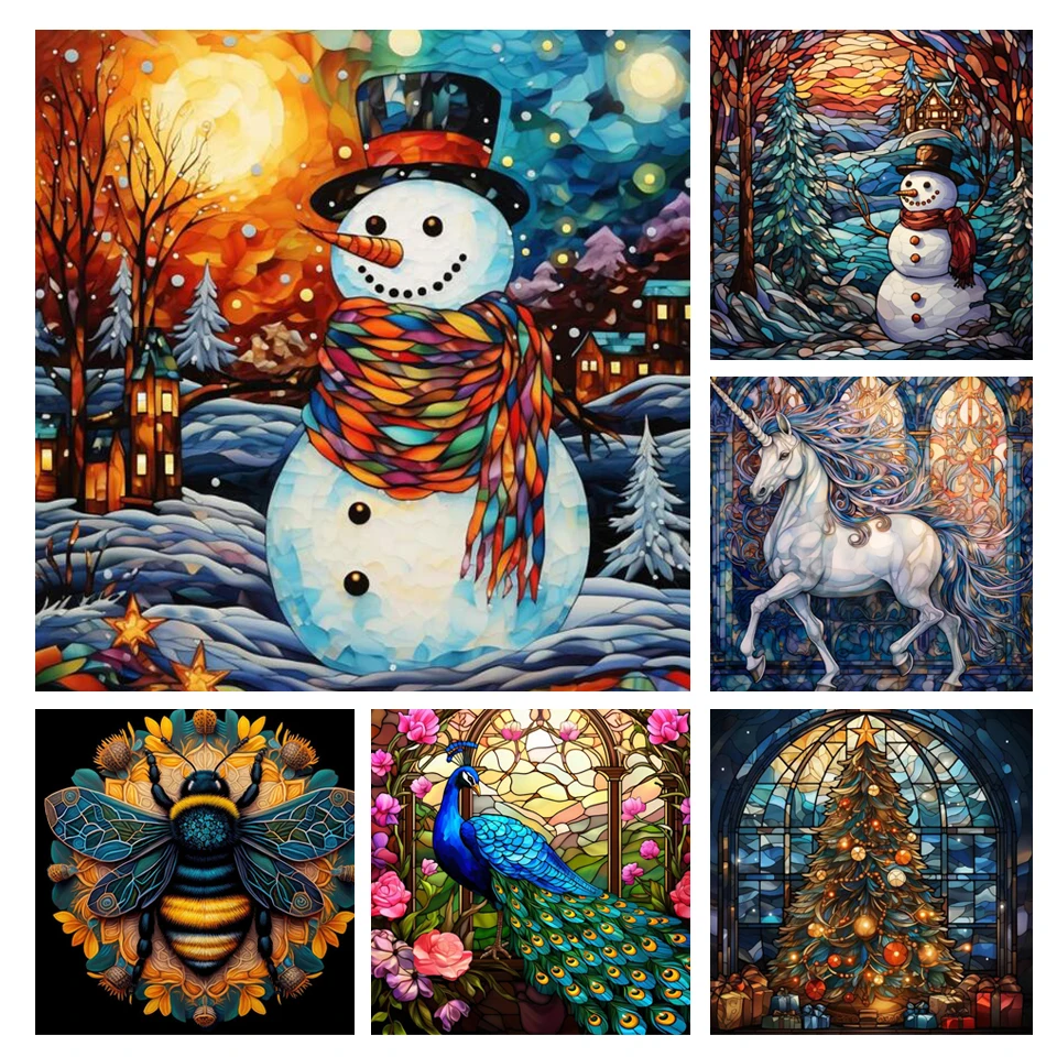 5D DIY Christmas Snowman Diamond Painting Unicorn Mosaic Peacock Diamond Embroidery Cross Stitch Home Decor