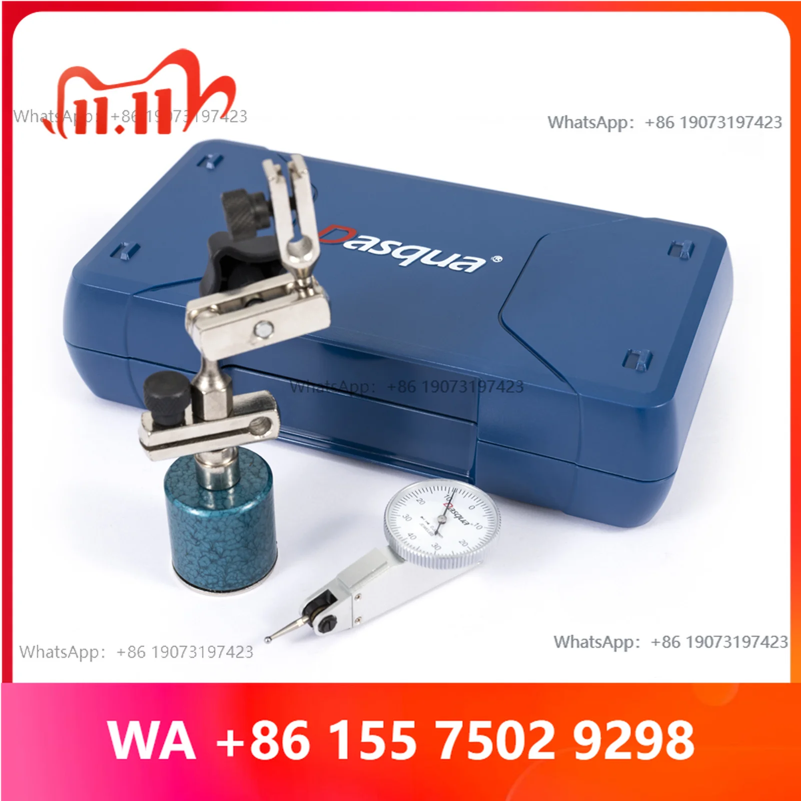 0-0.8 mm Bi-Directional 0.01 Graduation Jewel Dial Test Indicator Magnetic Base Measuring Tool