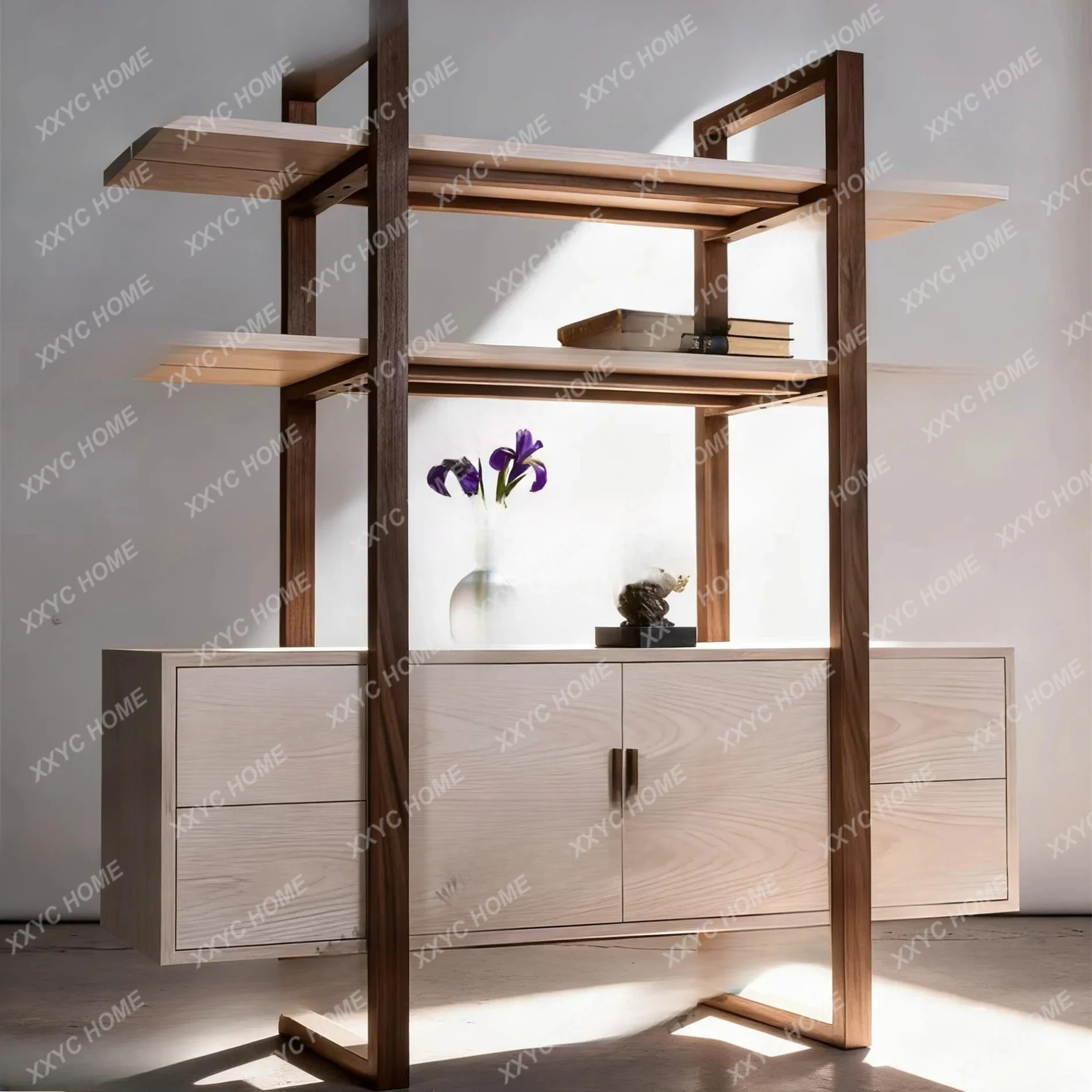 

FG11Walnut Load-bearing Storage Rack Light Luxury Magazine Display Rack