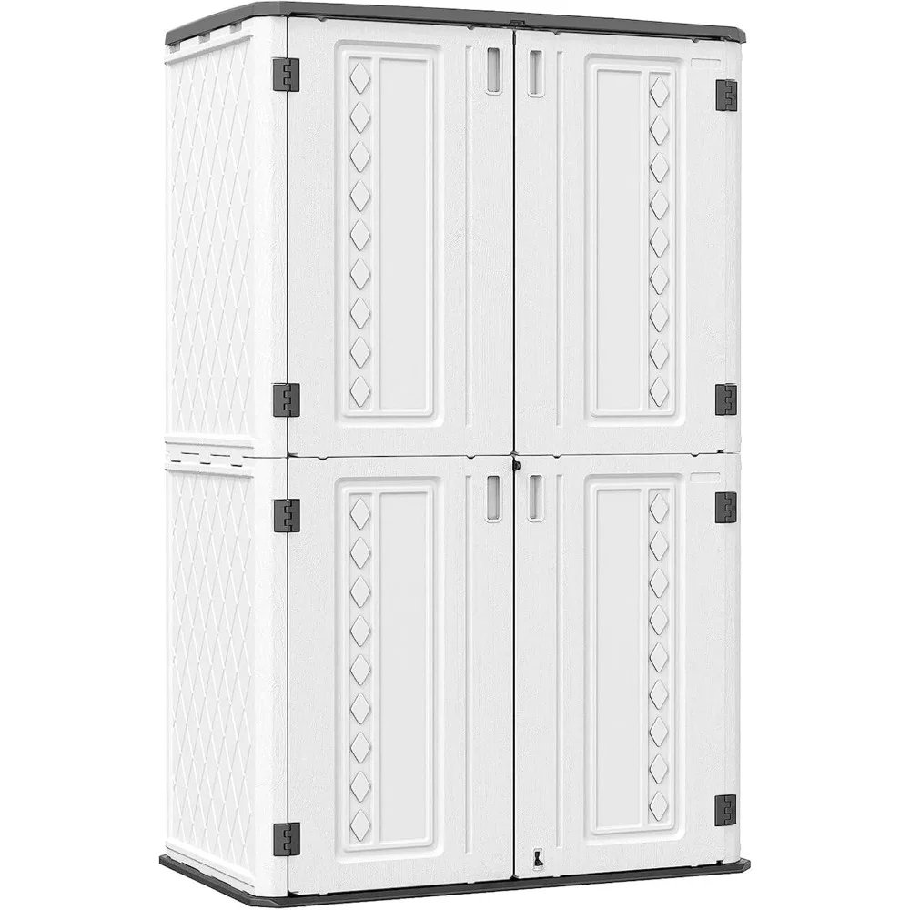 

Outdoor Storage Shed, Outdoor Storage Cabinet Waterproof with Double Doors,52 Cu.ft Resin Vertical Tool Shed for Garden,Patio,Ba