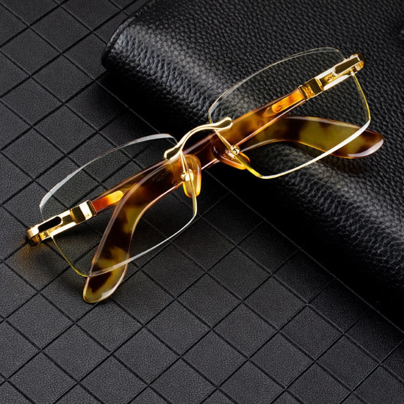 

Cyan Rimless Glass Sunglasses Man Natural Crystal Stone Sun Glasses Woman Mineral Lens Vintage Acetate Anti Scratch Top Quality