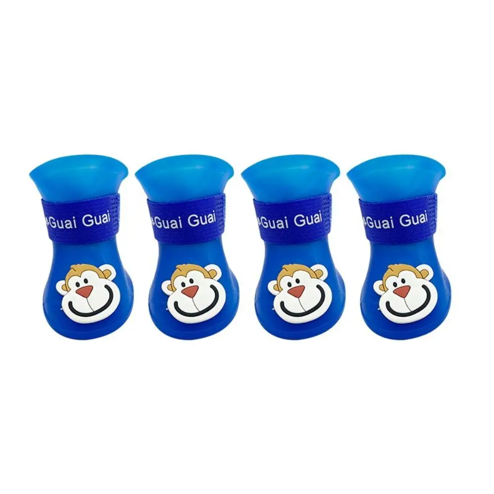 

4Pcs/Set Cute Cartoon Pet Rain Boot Anti Slip Waterproof Dog Shoes Pet Supplies Outdoor