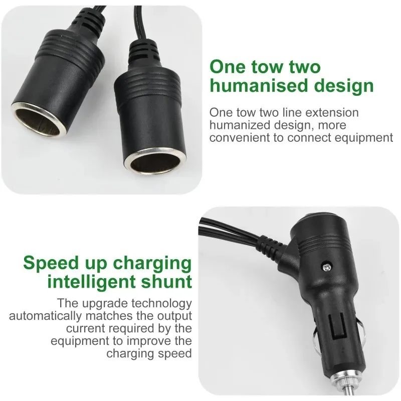 جديد 1 قطعة ولاعة السجائر في السيارة 12-24 فولت محول الفاصل ل 1 ذكر إلى 2 أنثى مآخذ Y الفاصل مع مفتاح إيقاف 20 سنتيمتر #3