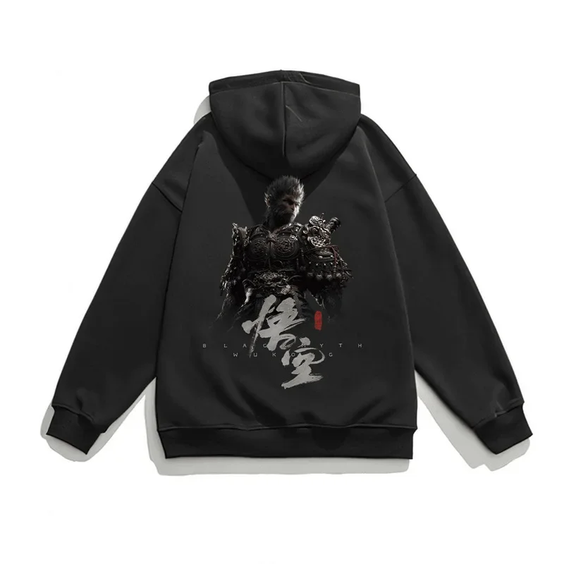 Men's Hoodies Pullover Fashion Design Thick Hoodies Oversized 3XL 4XL Sweatshirts Cosplay Black Myth Wukong Hooded Streetwear