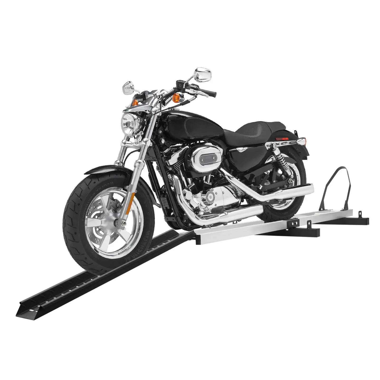 

Motorcycle Carrier with 400LBS Aluminum Hitch Carrier with Ramp for Dirt Bikes Motorcycle Bracket with Tire Limiter