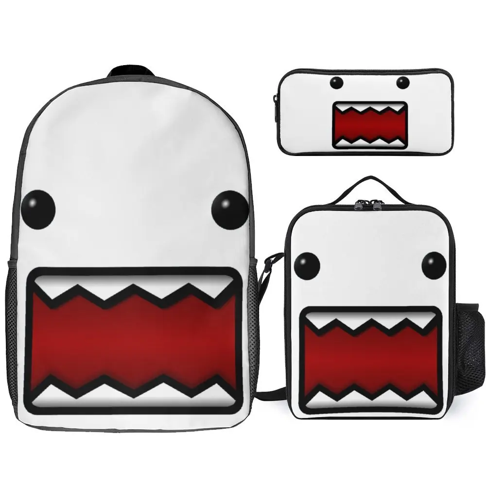 

Domo Kun DJ 1 3 in 1 Set 17 Inch Backpack Lunch Bag Pen Bag Schools Premium Firm Blanket Roll Cozy