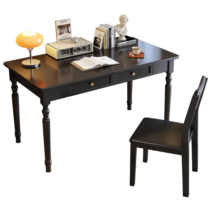 

Solid wood writing desk small apartment light luxury French retro American living room balcony bedroom